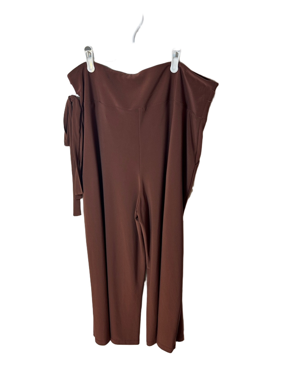 Joseph Ribkoff Women's High-Waist Brown Stretch Wide Leg cropped pants size 16 - Picture 2 of 6